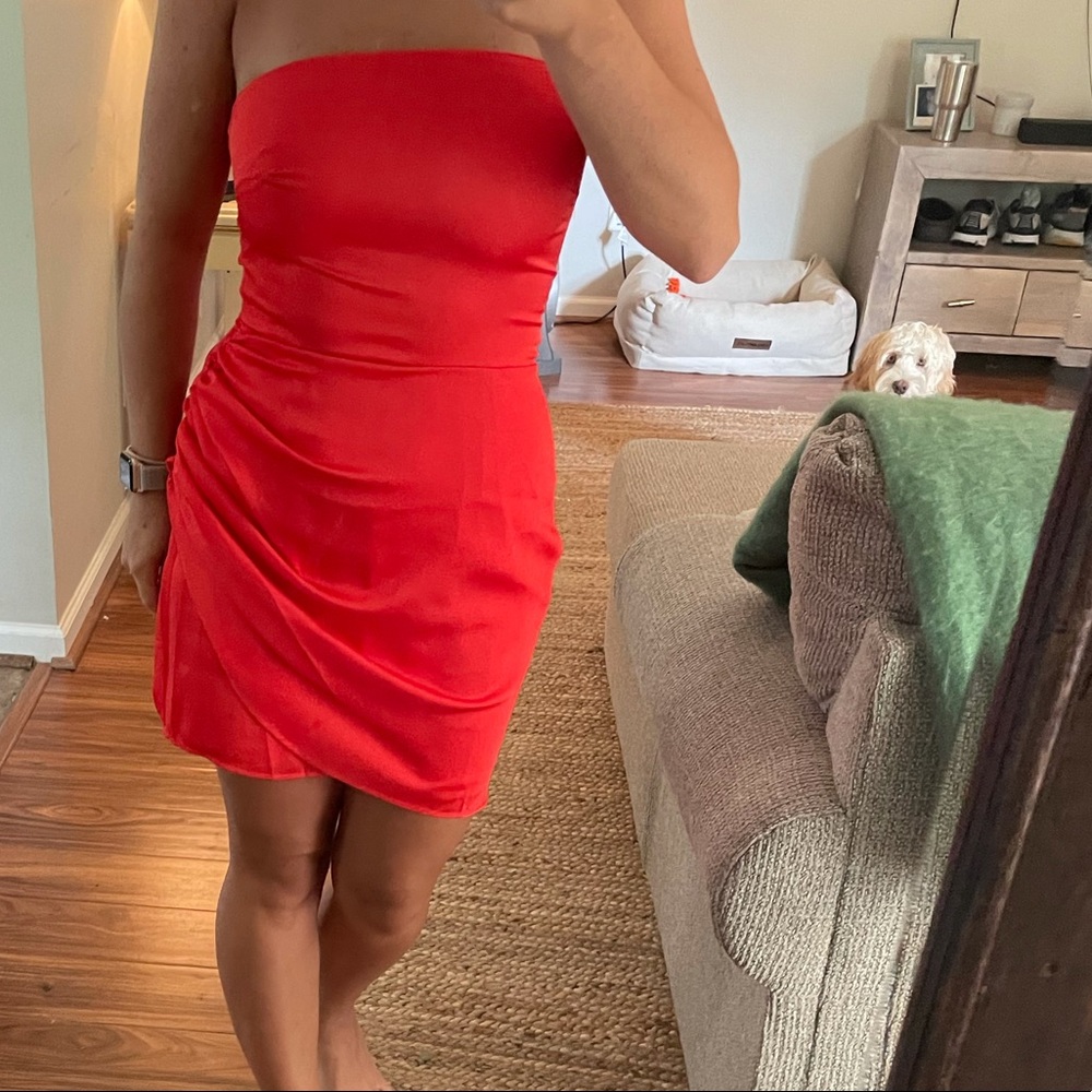 Orange silk dress